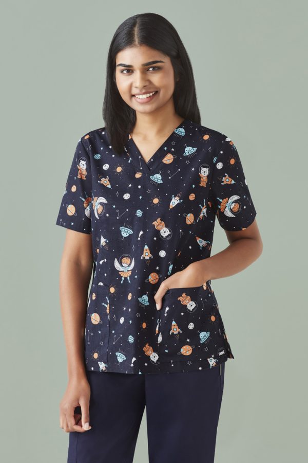 space-party-womens-scrub-top